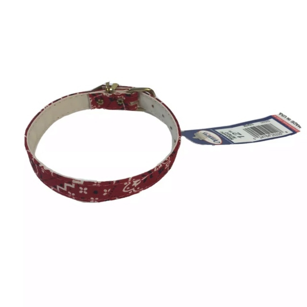 Omnipet Dog Pet Animal Collar Red Gold Paisley 12”